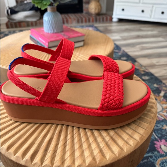 Rothy's The Lightweight Wedge Sandals Red Hot Woven size 10.5 - Picture 5 of 8